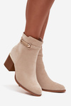 Women's Insulated Heeled Boots with Decorative Strap Beige Galissa