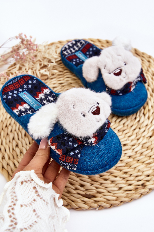 Children's slippers with thick sole and bear blue Dasca