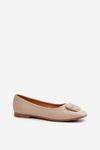 Women's Ballet Flats in Eco Leather with Ornament Beige Edoslli