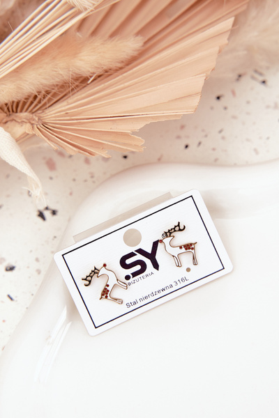 Kolczyki Stal Chirurgiczna Świąteczne Reniferki