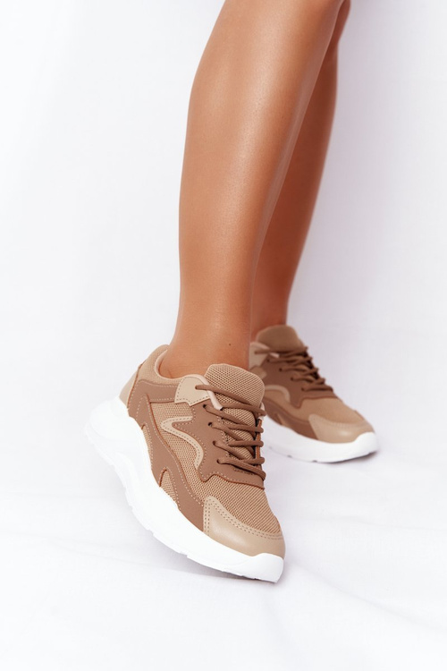 Damskie Sneakersy Na Dużej Podeszwie Jasny Brąz Delusion