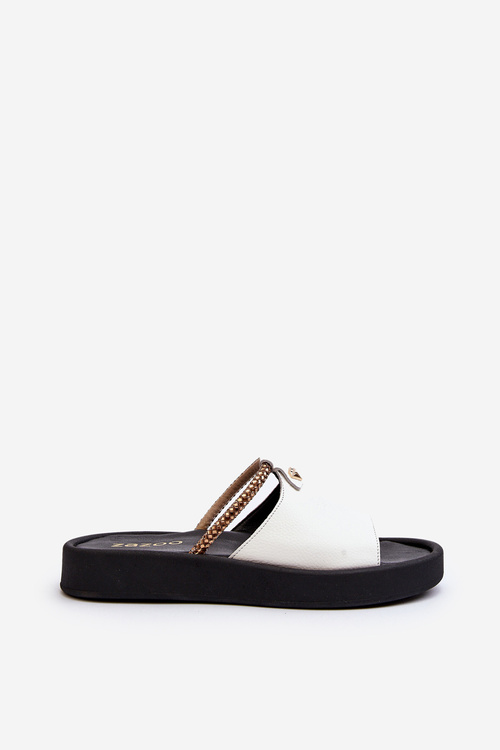 Women's Leather Sandals Zazoo 2896 White-Black