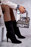 Suede High Heel Boots Black Arison
