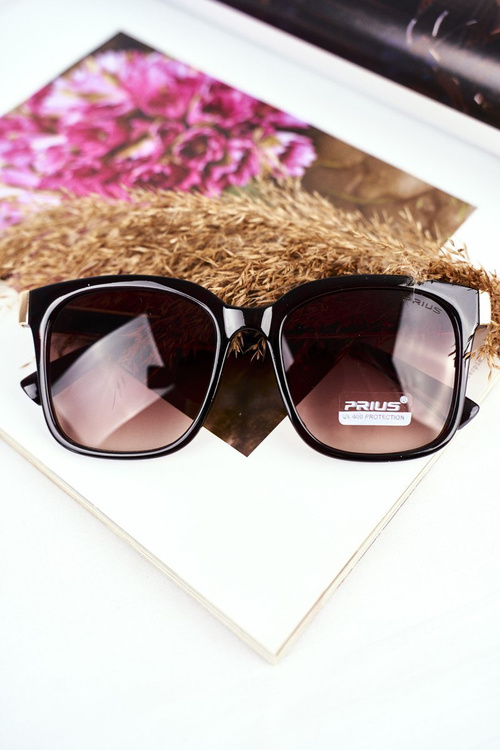 Women's Sunglasses Gold Prius PR-V43 Black Brown Gradient