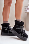 Snow boots on platform with lacing black Izathiel