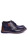 Navy Blue Men's Leather Warm Half Boots Ferens