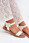Women's sandals on flat heel eco leather white Kivara