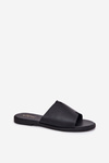 Women's Eco Leather Slippers On Flat Heel Black Kalimira