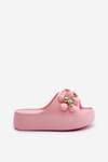 Women's Foam Slides With Decorations On Thick Sole Pink Bremavia
