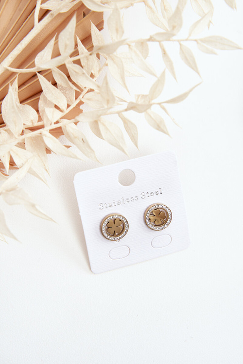 Stainless Steel Earrings Clovers Gold