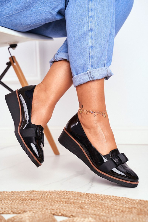 VINCEZA Lacquered Ankle Booties 22-10446 Black