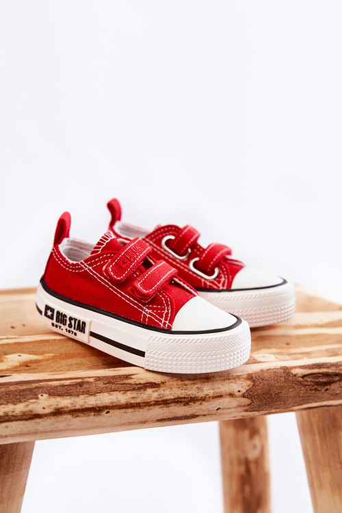 Children's Cloth Sneakers With Velcro BIG STAR KK374082 Red