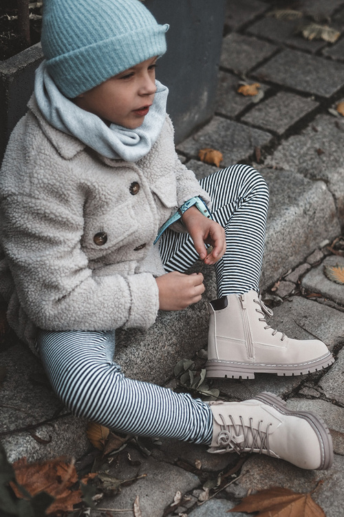 Children's Trapper Boots with Zip Beige Bansi