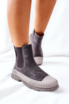Women's High Chelsea Boots Suede Leather Big Star II274353 Grey