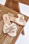 Women's Slippers With Bow And Rhinestones Beige Jolene
