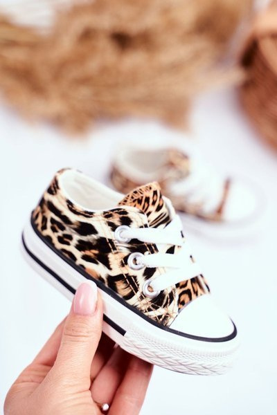 Children's Sneakers With Leopard Print Camel Berni