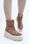 Women's Leather Platform Boots with Straps Zazoo 1752 Beige