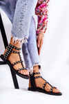 Women's Sandals With Studs In Black Cavos