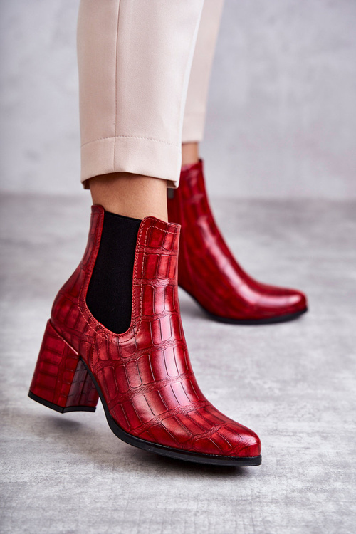 Snake Leather Booties La.Fi 260038R-XC Red
