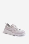 Women's Openwork Wedge Sneakers Natural Leather Light Grey S.Barski LR482