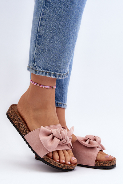 Women's Pink Bow Slippers Ezephira