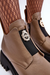 Women's Leather Boots With Decoration Beige Lusanna