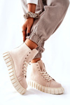 Suede High Platform Sneakers Beige Meniphise