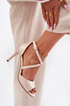 Sandals With Intertwined Straps On A Stiletto Pearl Beige Sergio Leone SK432