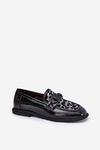 Leather Patent Moccasins With Mesh Black Vinceza 31931
