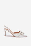 Embellished Heels With Open Back And Bow White Nilandriela