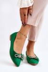 Women's V-neck Ballerinas With A Decorative Bow Green Luminous