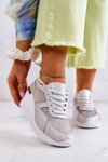 Leather Mesh Wedge Sneakers S.Barski Silver