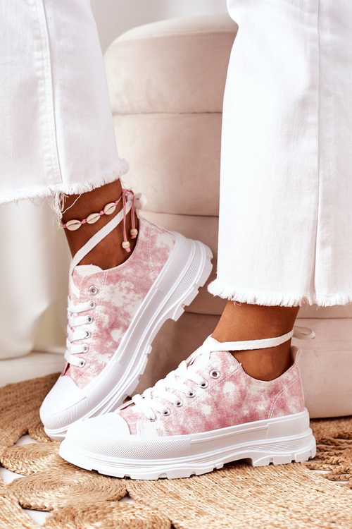 Sneakers On The Platform Pink With Tie-Dye Effect Travel Time