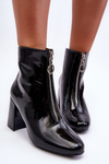 Lacquered Boots with Ornamental Buckle Black Sevil