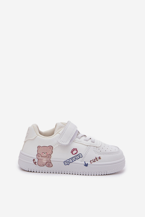 Children's Velcro Sneakers with Bear White Callexia