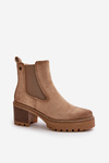 Women's Insulated Heeled Boots Eco Suede Beige Irissinae