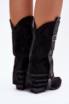 Women's Cowboy Boots With Embellishment And Buckle Black Camilora