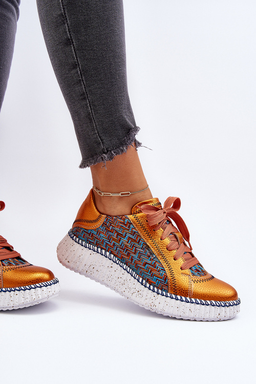 Buty Sportowe Damskie Skóra Maciejka 06295-01 Czarno-Żółte