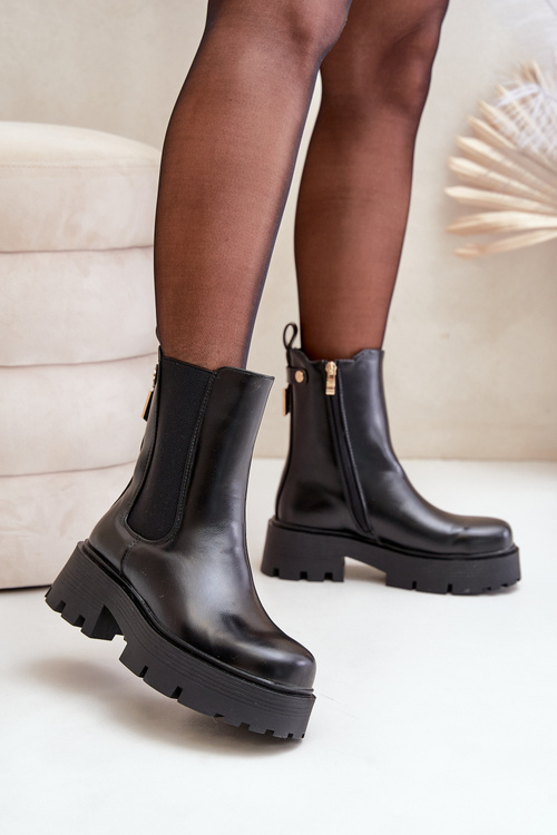 Ankle Boots With Zipper Eco Leather Black Ninnet