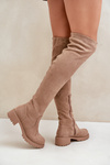 Knee High Boots Flat Heel Beige Filora