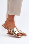 Women's Flat Sandals with Gold Decoration Kavinia