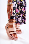 Leather Sandals On Platform Light Pink Tessy