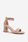 Beige Suede Sandals with Block Heel Pholia