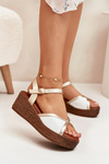 Womens Wedge Sandals S.Barski PL51-324 White-Gold