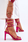 Elegant Tied Sandals With Rhinestones Fuchsia Nessy