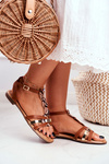 Elegant Sandals With Snake Pattern Brown Brooke