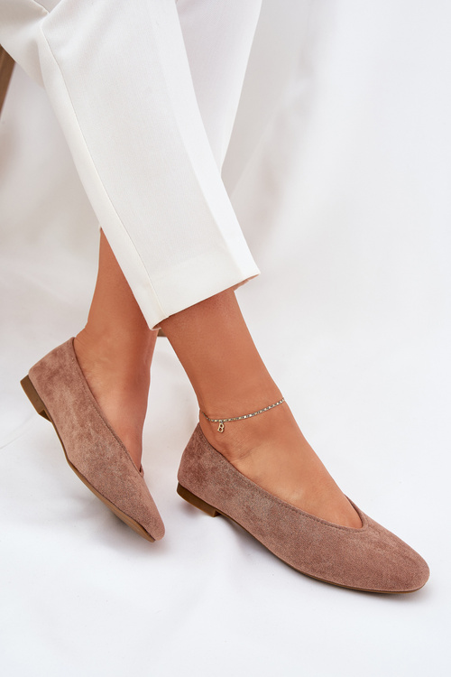 Classic Ballet Flats From Eco Suede Khaki Osallin