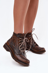 Women's Boots Made of Genuine Leather with Flat Heel Maciejka 07063-02 Brown