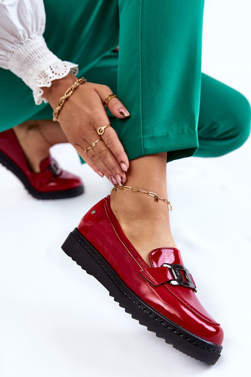 Lacquered Moccasins On A Platform Red Abisso