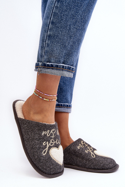 Kapcie Damskie Ocieplane Wsuwane Klasyczne Szare Mabira MD8643